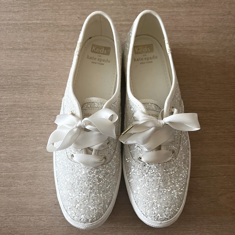 Kate Spade Glittery White Sneakers- Great Bridal Look!